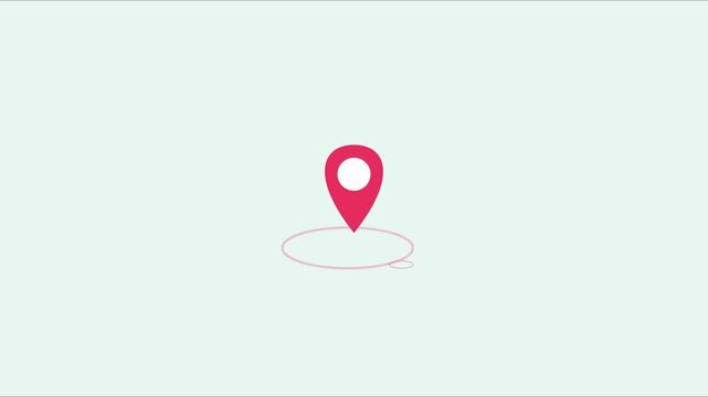 Animated map pin location marker with pulsing radius effect on minimal animation 4k background navigation