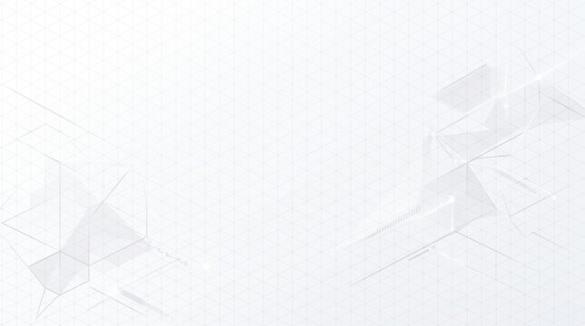 ​Abstract white tech background with isometric grid pattern geometric shapes and network connections for presentation template