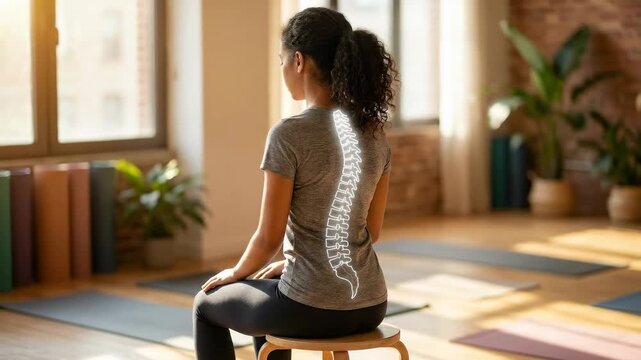 Vertebrae curve examine: scoliosis condition, spinal curvature, body anatomy, posture improve, human skeleton, medical visualization, health wellness, bone structure.
