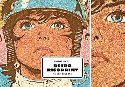 Retro Risoprint Photo Effect For Poster And Social Media Design