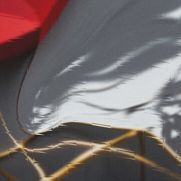 Granulated dark canvas, sharp ruby diagonal, fractured silver forms, and molten gold grid patterns, ideal for digital art and backgrounds.