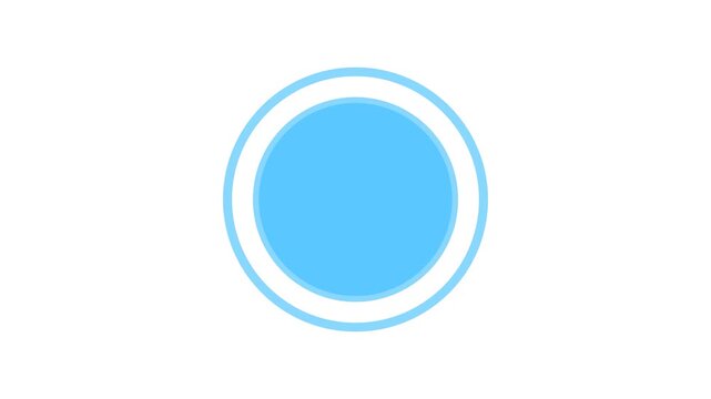 Pulsing blue circular button animation with ripple effect, UI status indicator and looping 4K transparent background motion graphics