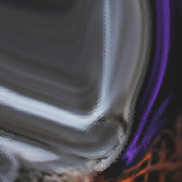 Granular dark canvas, a textured silver-grey flow with wave-like undulations, dynamically juxtaposed against narrow electric purple streaks and faint