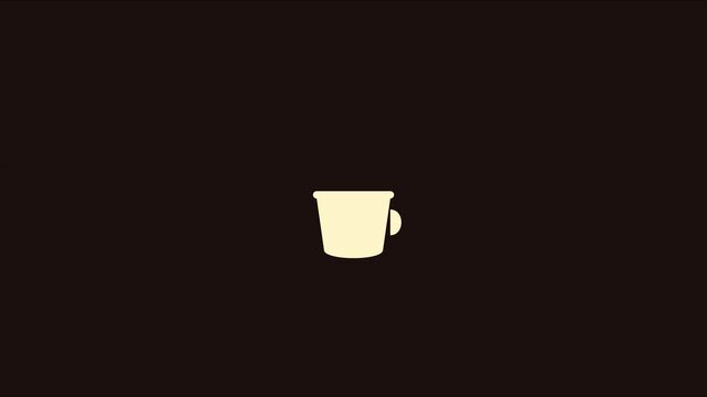 Minimalist coffee cup animation: hot steaming beverage for cafe branding and digital 4k