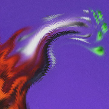 Amethyst granular canvas, a fiery amber wave blending into a sinuous silver ripple and fractured lime wisps, ideal for digital art.