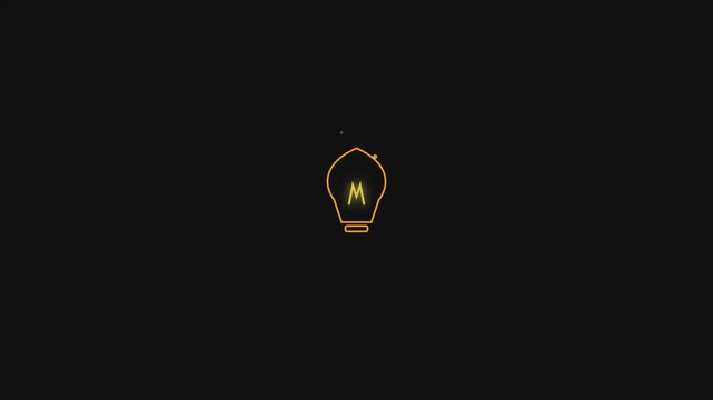 Minimalist glowing light bulb animation with letter m for creative business branding and innovation concepts 4k