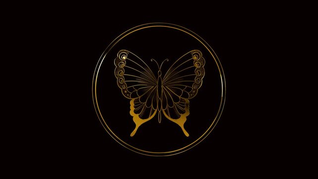 luxury gold butterfly symbol on the alpha channel background
