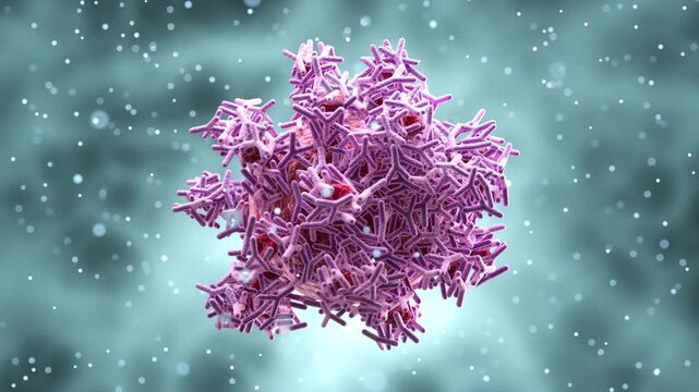 antigens or Y-shaped antibodies attacking and overwhelming a virus cell until fully coated. Concept for vaccination success and virology.