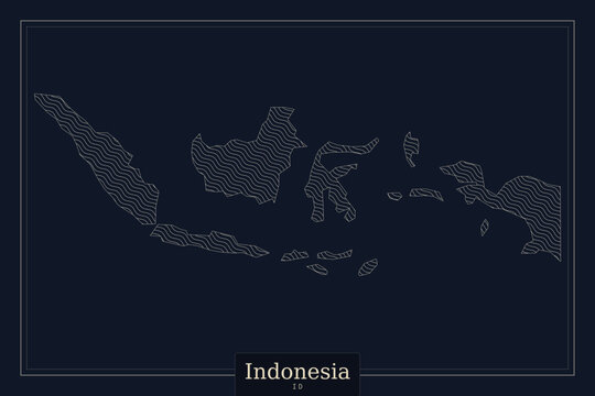 Indonesia map vector illustration, minimalist dark blue Indonesian archipelago outline, professional geographic cartography for business presentations
