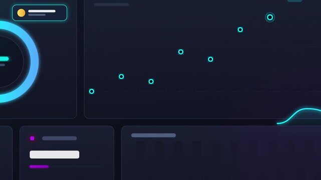 Business data visualization with circular progress and scatter plots