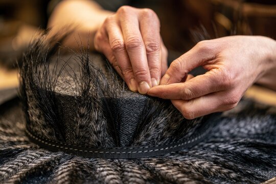 Milliner's Hands Finishing Feathered Hat Brim