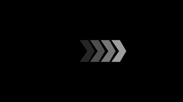 Looping Right to Left Arrow Navigation Icon Animation for Loading, Sync and User Interface on Black Background, 4K Motion video.