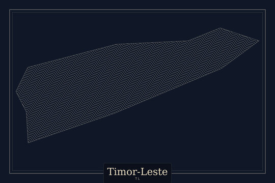 Timor-Leste map vector, minimalist blue outline of East Timor. Modern geographic silhouette for travel and data infographics.