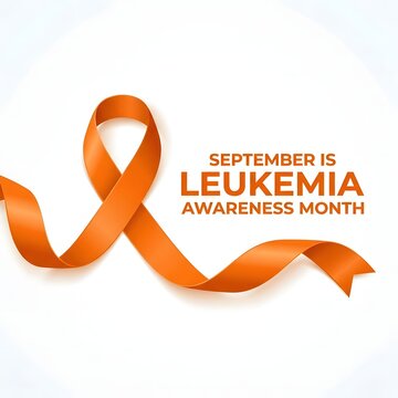 Orange ribbon symbol representing leukemia awareness month observed in september with elegant typography on a clean white background design element