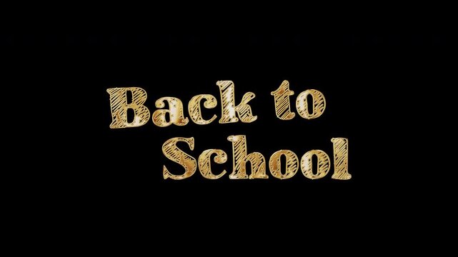 Animation word of Back to School golden shine light motion text with light effect animation isolate using QuickTime Alpha Channelusing prores 444. 