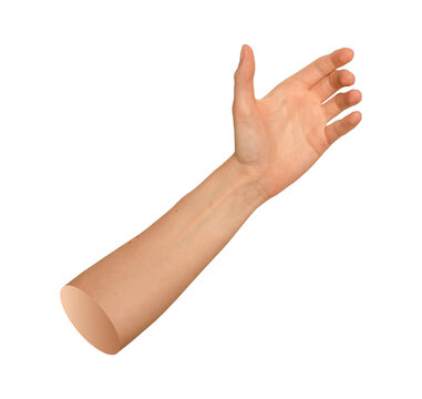 Woman left hand gripping unseen cell phone or modern wireless device. Skin tone fingers resting