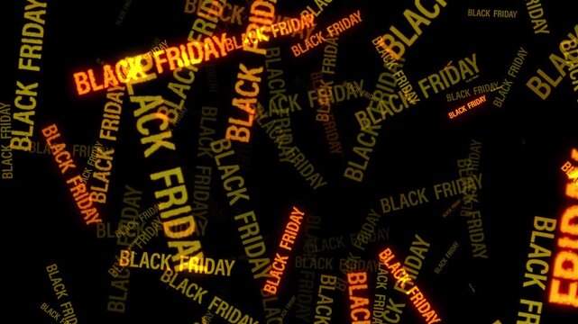 Loop Black Friday golden shine light motion with glitch effect animation flow on black abstract background. 