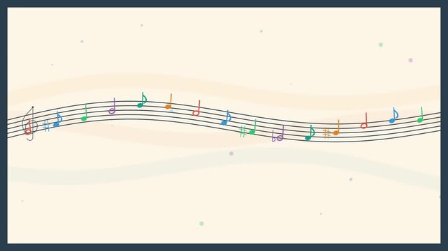 Flowing Colorful Music Notes Dancing on Staff
