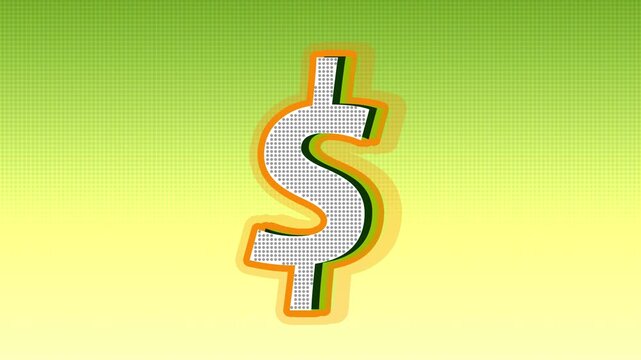 Animated us dollar currency symbol on a bright green gradient background money finance business economy wealth money finance business economy wealth
