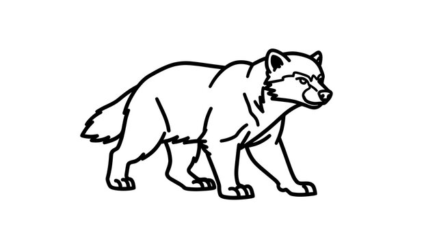 Illustration of a raccoon walking on white background.