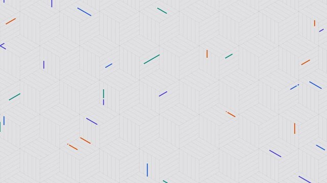 Neon isometric labyrinth motion loop with glowing pink geometric paths for futuristic backgrounds