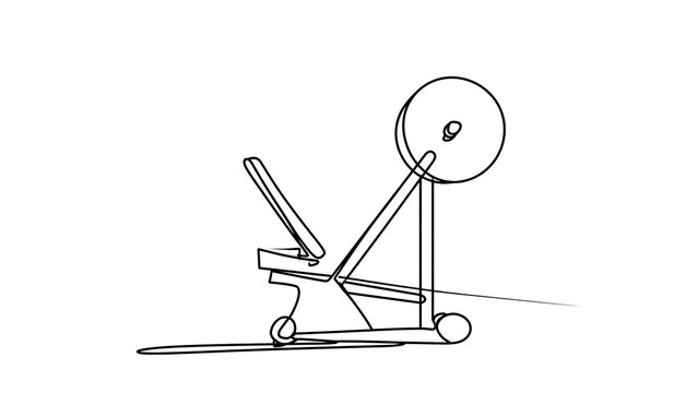 Simple catapult drawing on white background.