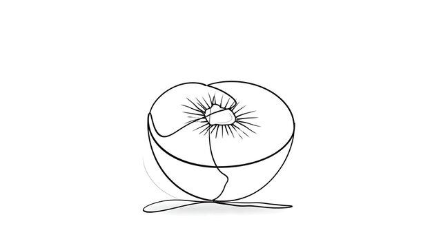 Simple line art apple slice white background.