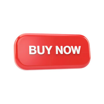 Red 3d buy now button with rounded corners for online shopping and website interface