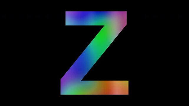 The uppercase letter "Z" featuring colorful, abstract patterns, alpha channel, loop