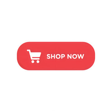 Red shop now button with a shopping cart icon for e-commerce websites