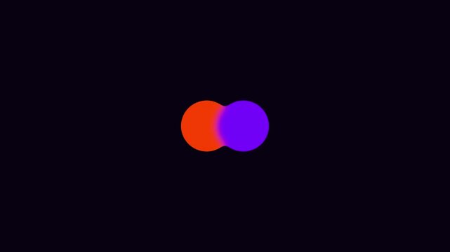Abstract motion with two pulsing gradient circles on dark animation 4k background, motion animation