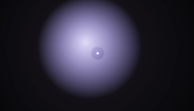 Abstract glowing light orb with a bright center and soft purple aura against a dark background isolated on transparent background