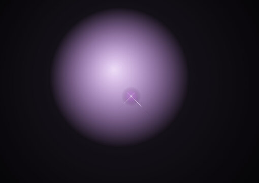 Abstract glowing purple sphere with a bright starlike lens flare effect against a dark background, digital art composition for space or fantasy themes isolated on transparent background