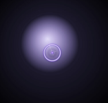 Abstract glowing purple orb with a central light flare and concentric rings against a dark background isolated on transparent background