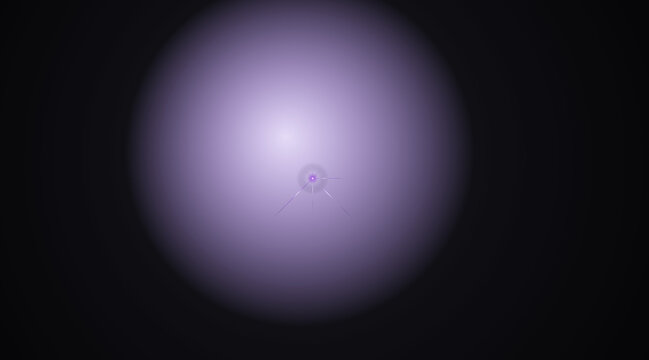 Abstract glowing purple energy sphere with starburst center on dark black background cosmic digital art concept isolated on transparent background