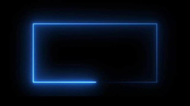 Abstract Blue Neon Rectangles Forming on Black Background with Cinematic Motion