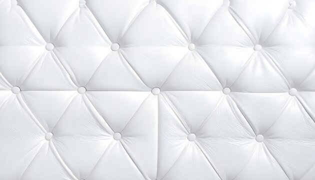 Seamless white quilted leather texture with button tufting, upholstery material, luxury interior design element