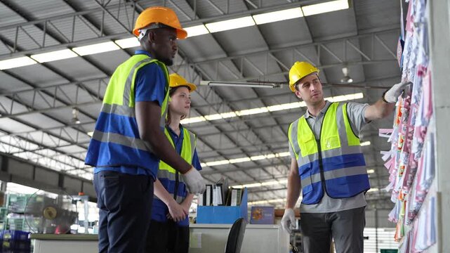 Training session for new workers at a warehouse on safety and procedures during the day