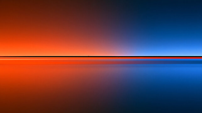 Abstract background with a horizontal line dividing orange and blue gradients. Perfect for modern minimalist design.