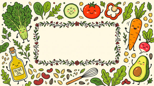 Healthy Ingredient Border with Copy Space for Product Packaging