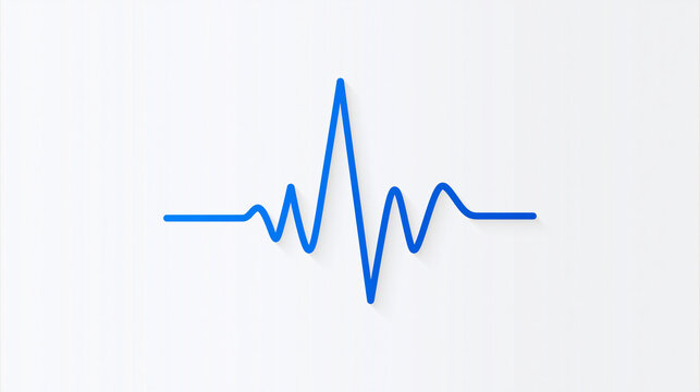 A blue heart rate ECG line is isolated on white background. Useful for medical health or cardiac diagnostic concepts.