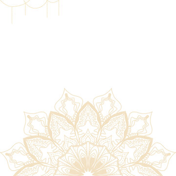 Elegant gold mandala design on white background for invitations