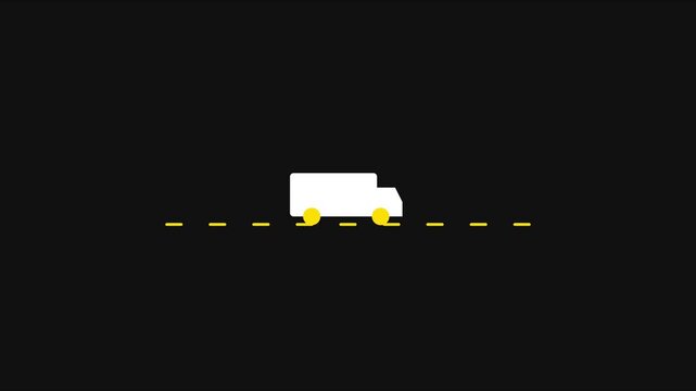 Minimalist 4k white delivery truck driving on road animation for logistics and transportation concepts