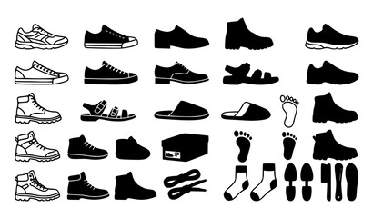 Obraz premium Modern Shoe Icons Vector Illustration Collection
