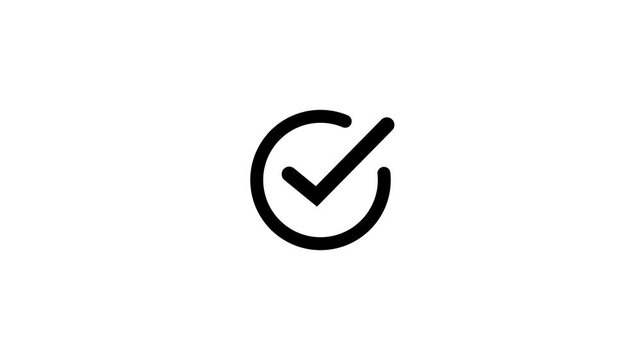 Minimalist animated checkmark motion loop featuring a smooth transition from a loading circle to a successful completion symbol for digital user interface and web applications
