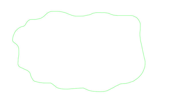Wavy irregular green outline shape, simple graphic element, isolated on transparent background