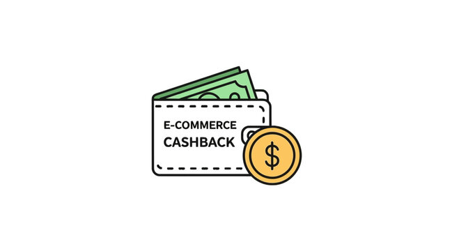 E-commerce Cashback Concept with Wallet and Money
