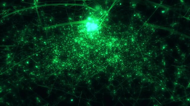Green Neural Fog Network Ambient Sci-Fi Tunnel Seamless Loop Background Animation HD