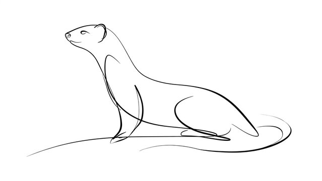 Minimalist ferret line drawing white background.