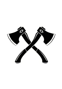 Crossed Axes with Eye Symbol Illustration - Vintage Lumberjack and Mystical Craftsmanship Logo Design